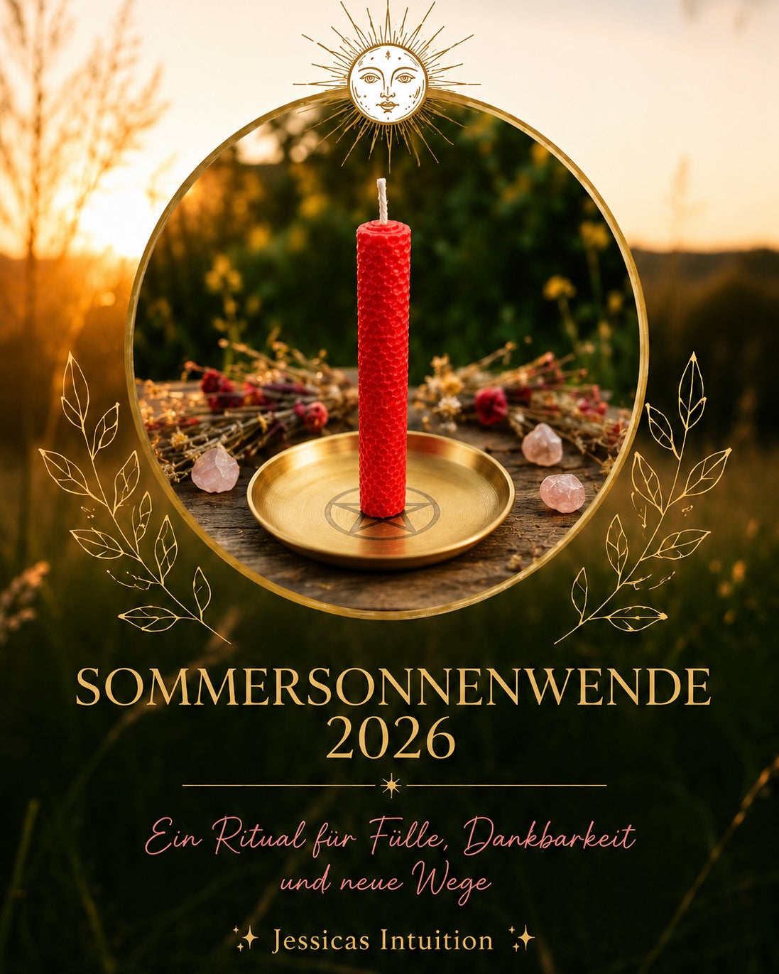 Sommersonnenwende Kerze 2026 + Ritual-Workbook PDF