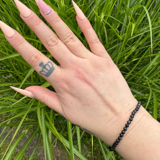 Schwarzer Obsidian Armband facettiert