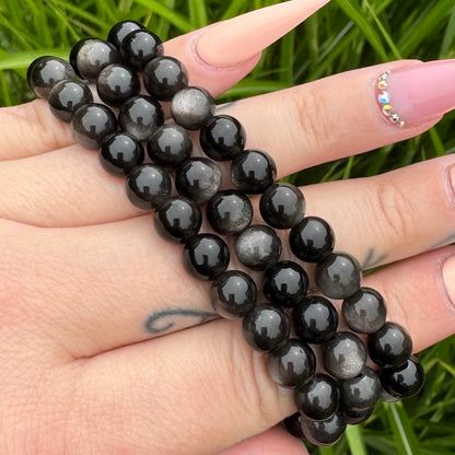 Silver Sheen Obsidian Armband