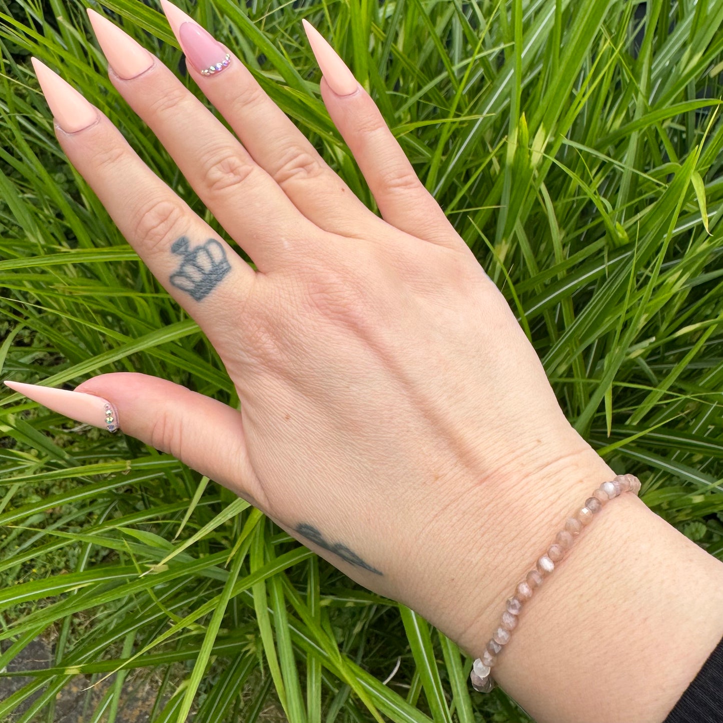 Schwarzer Mondstein Armband facettiert