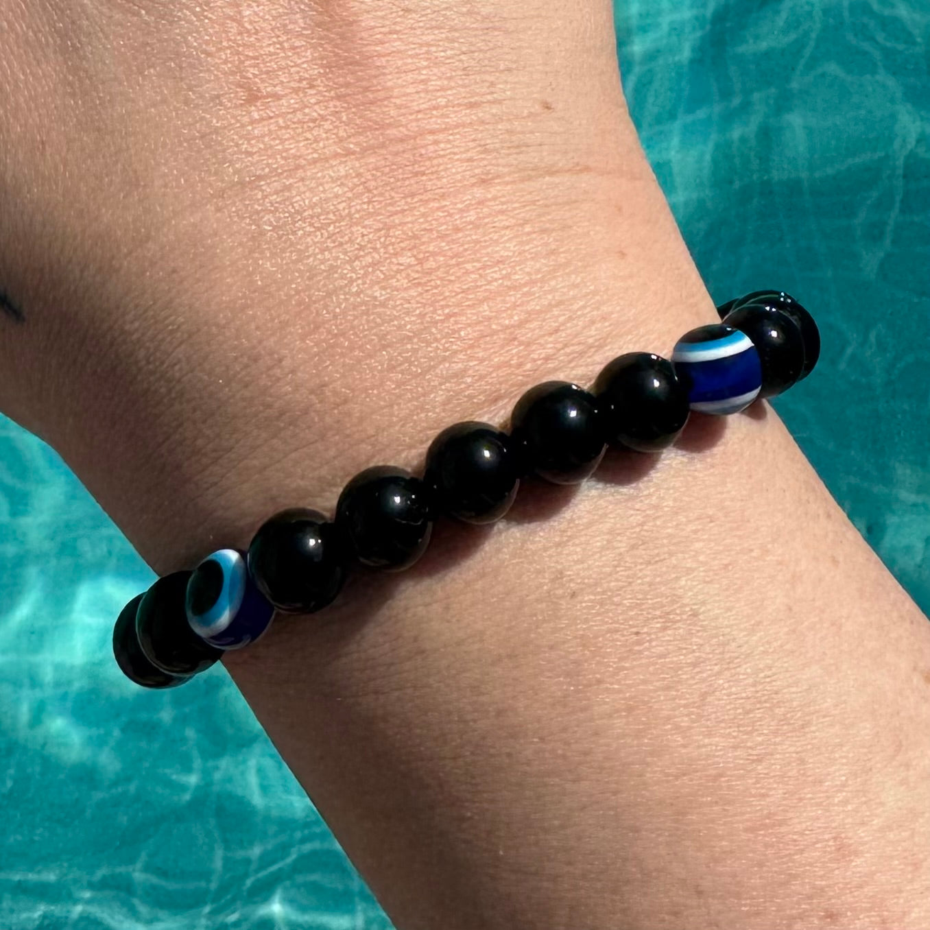 Schwarzer Obsidian Armband – Nazar Schutz