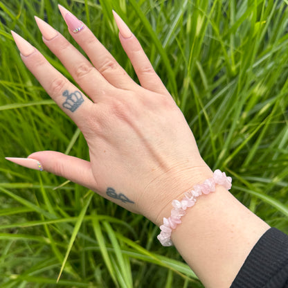 Rosenquarz Splitterarmband
