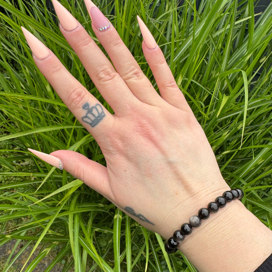 Silver Sheen Obsidian Armband