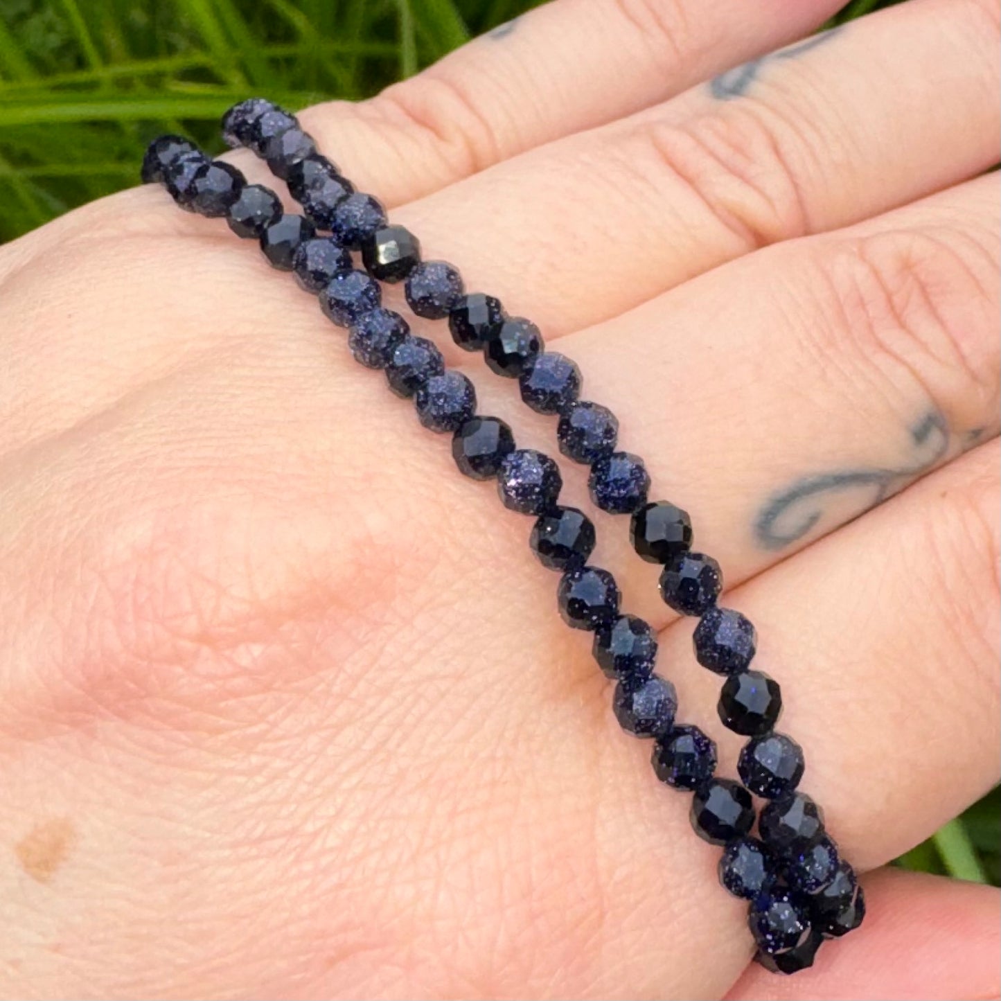 Blue Sandstone Armband facettiert