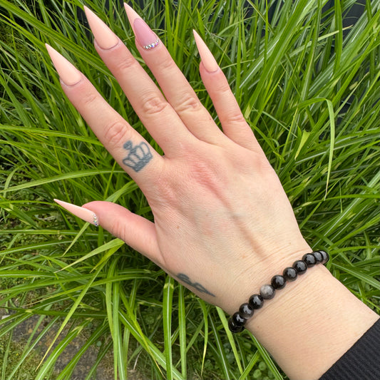 Silver Sheen Obsidian Armband