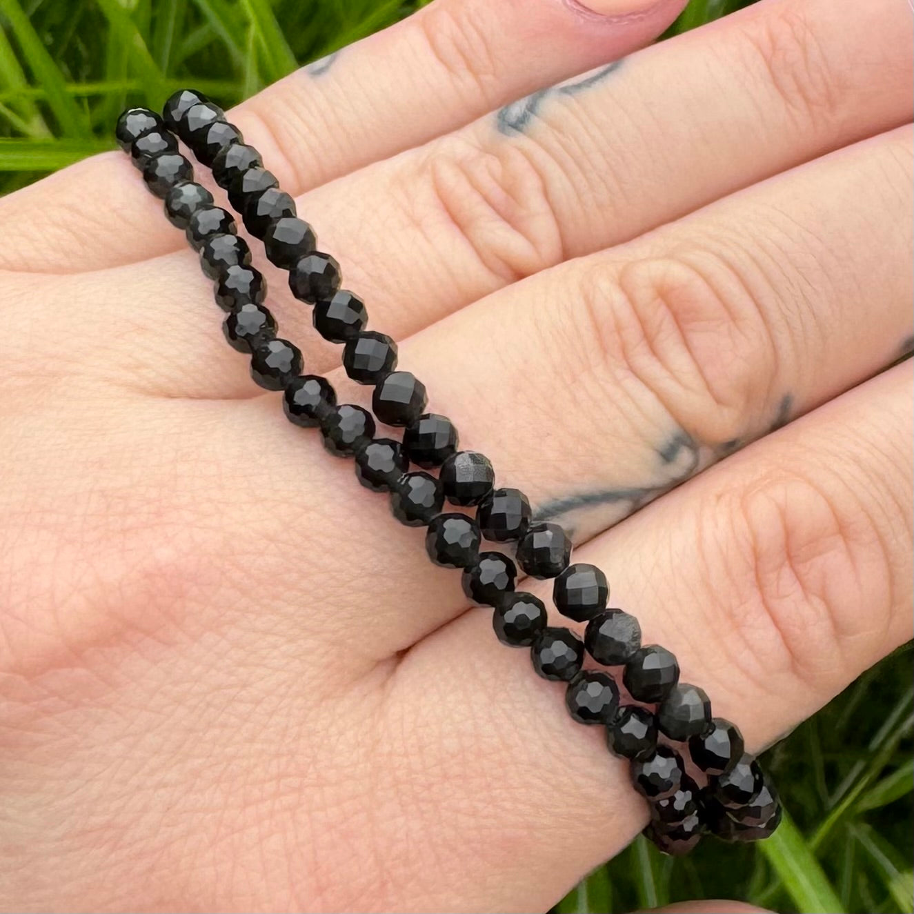 Schwarzes Obsidian Armband facettiert
